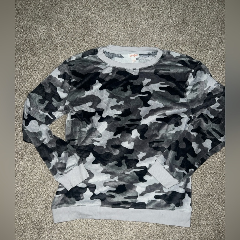 Cat & Jack Velvet Camo Crew Neck